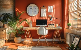 Home office room with vases on the wooden table 461