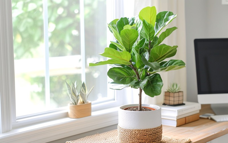 Home room Vases and Desk Sunlight from window 489 Illustration