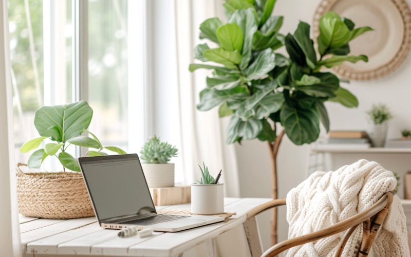 Home room Vases and Desk Sunlight from window 490 Illustration