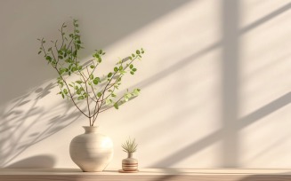 Home with vase on the Wood ply Sunlight from window 466