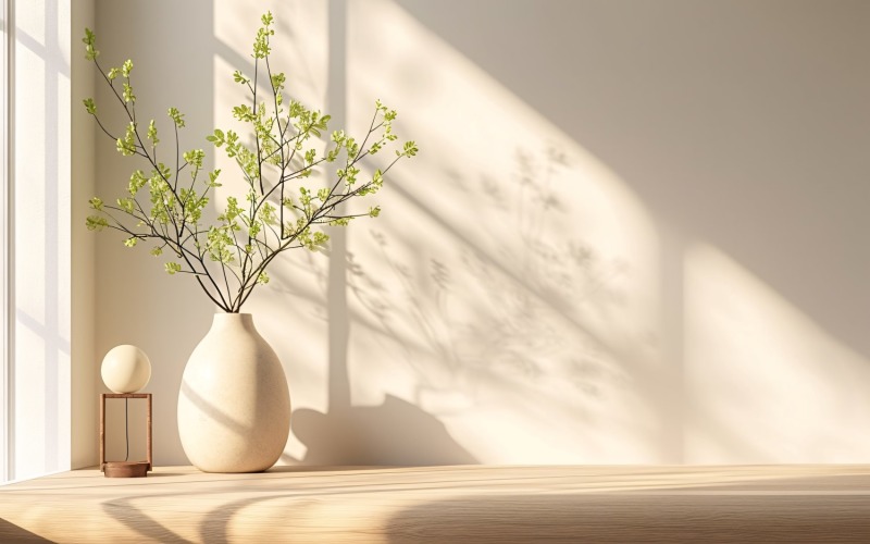 Home with vase on the Wood ply Sunlight from window 467 Illustration