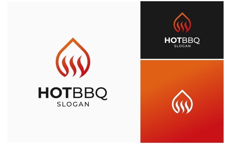 Fire Hot Bbq Smoke Grill Logo Logo Template