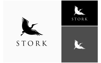 Flying Stork Heron Silhouette Illustration Logo