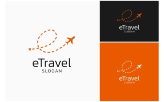 Letter E Travel Plane Trip Logo