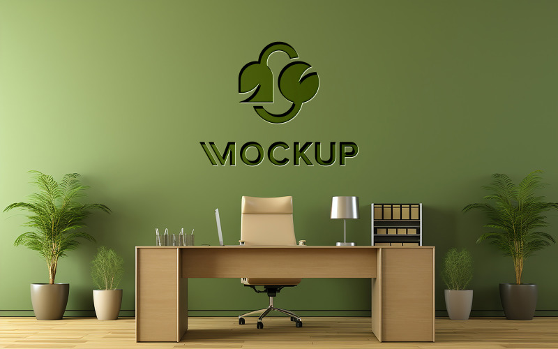 Luxury office manager room wall logo mockup Product Mockup