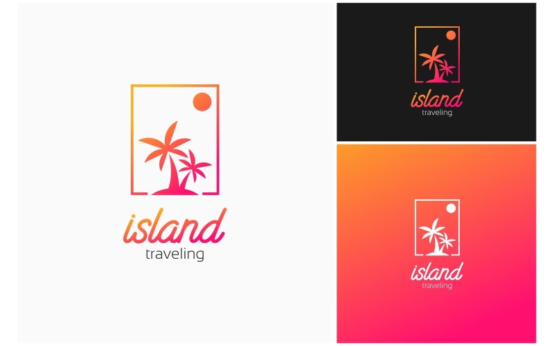 Palm Island Travel Holiday Logo Logo Template