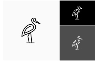 Stork Heron Flamingo Line Art Logo