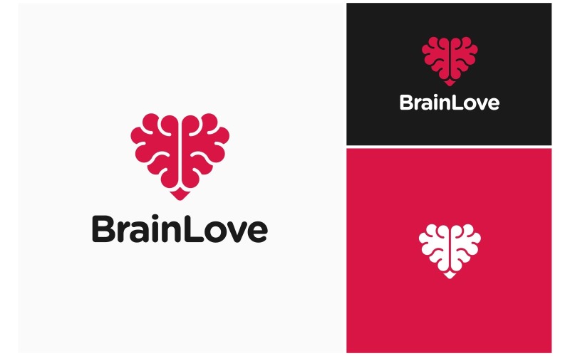 Brain Mind Love Heart Logo Logo Template