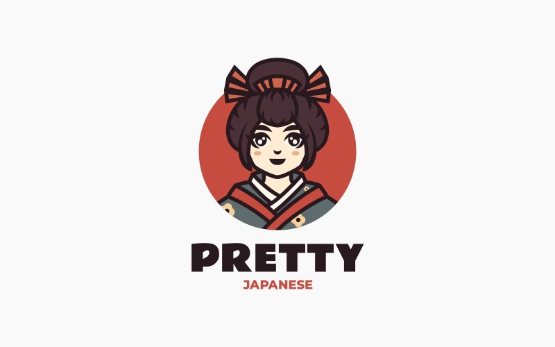 Geisha Mascot Cartoon Logo 1 Logo Template