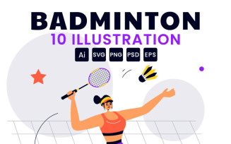 10 Badminton Player Illustration