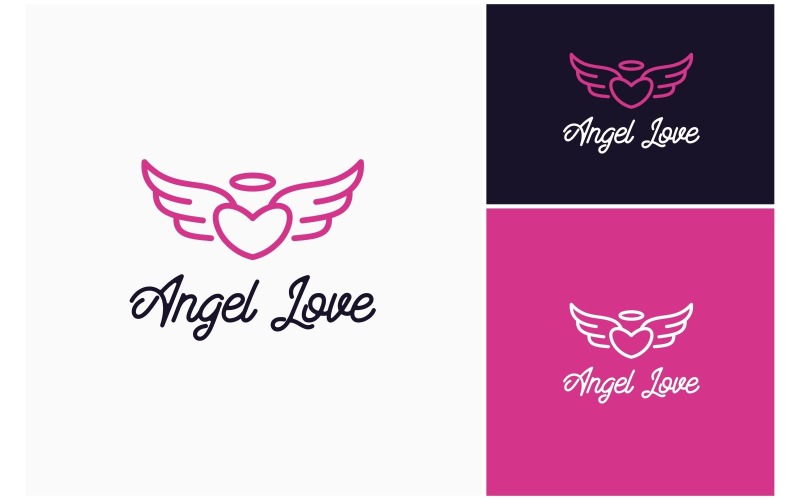 Love Heart Angel Wing Logo Logo Template