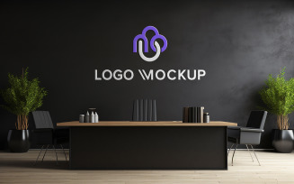 Black wall logo mock up indoor