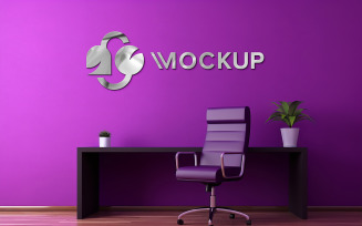 Logo mockup design on wall psd