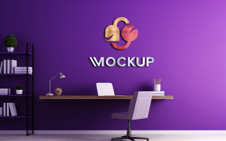 Nice 3d logo mockup on purple wall