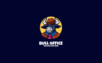 Bull Office Mascot Cartoon Logo