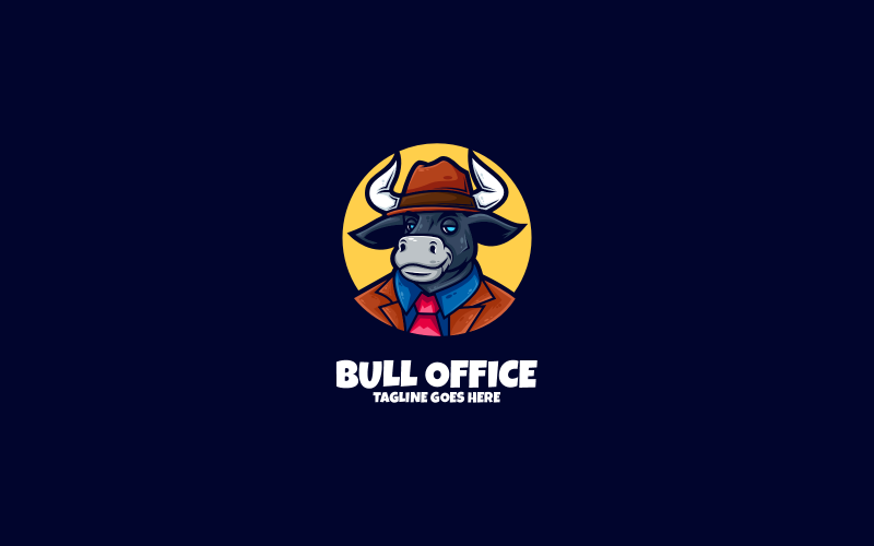 Bull Office Mascot Cartoon Logo Logo Template