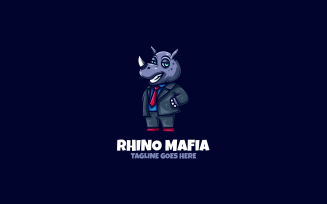 Rhino Mafia Mascot Cartoon Logo