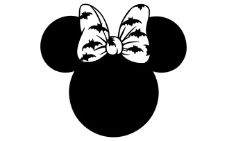 Head of all black Minnie Mouse illustration