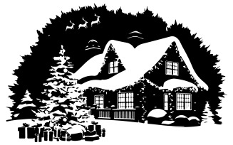 Christmas vector silhouette art with white background