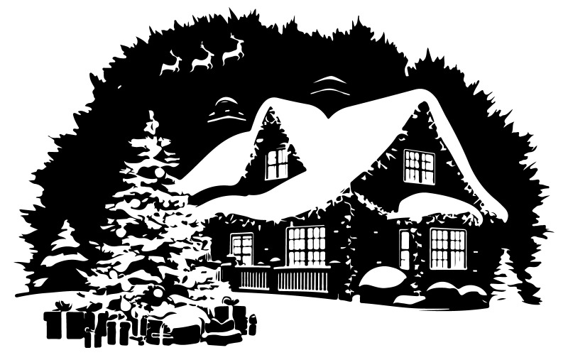 Christmas vector silhouette art with white background Illustration