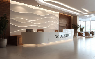 Hotel reception counter wall logo mock up design