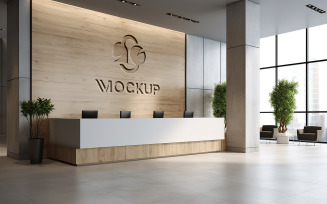 Luxury reception wooden wall logo mockup psd