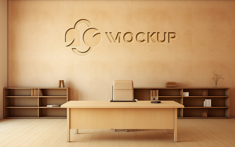 Manager room wall luxury logo mock up Product Mockup