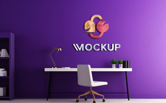 Purple wall nice logo mockup indoor