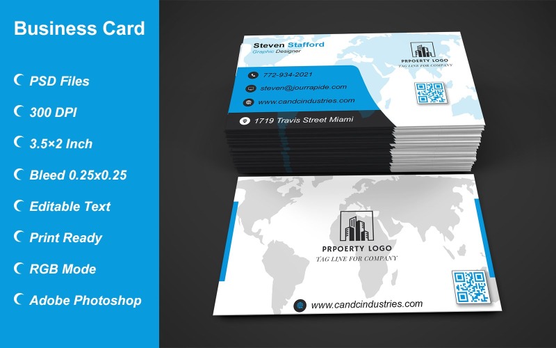 Visiting Card Template with Customizable Designs - 395 Corporate Identity