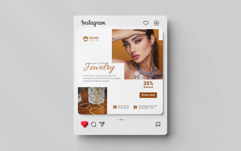 Creative and modern Jewelry social media instagram post banner template Corporate Identity