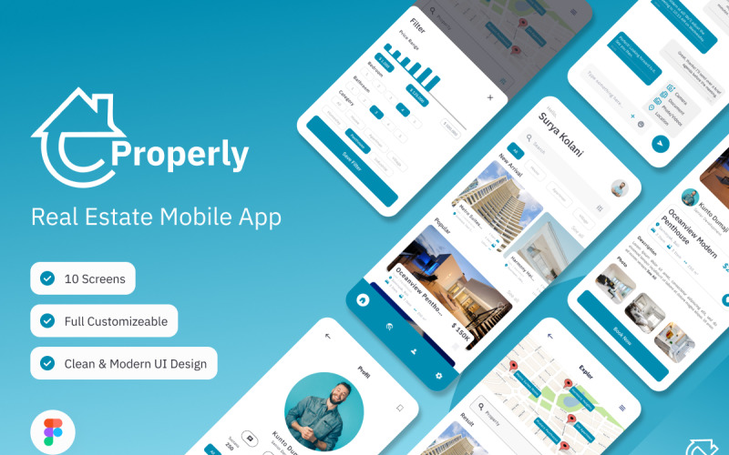 Properly - Real Estate Mobile App UI Element