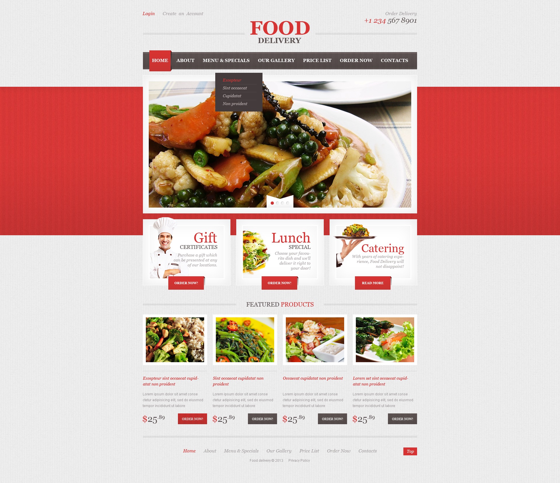 Responsivt Food Delivery Services Hemsidemall