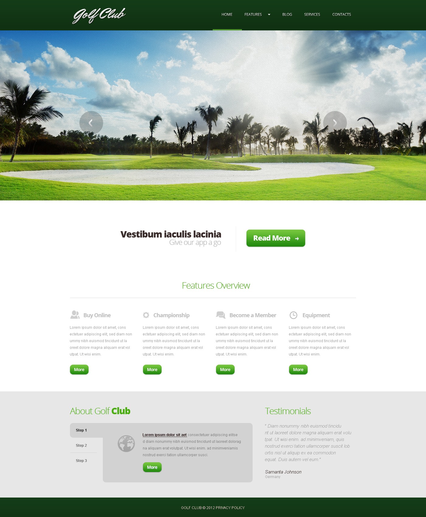 Reszponzív Golf témakörű Joomla sablon 44163 - képernyőkép