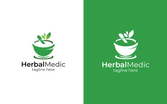 Herbal Medic logo design vector template