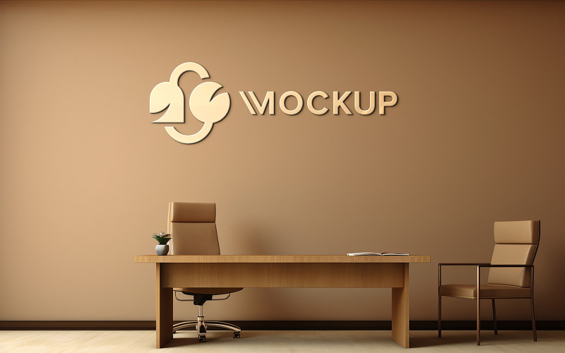 Indoor brown wall logo mockup psd Product Mockup