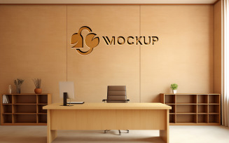 Manager room brown wall logo mockup