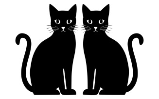 cats silhouette vector art illustration