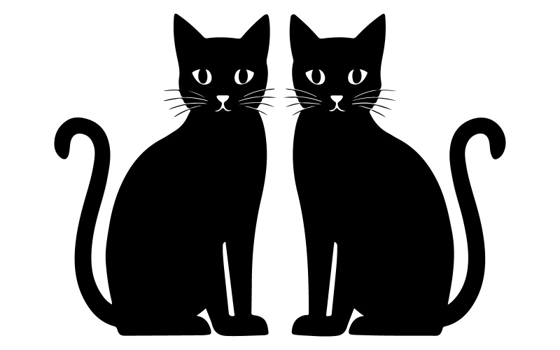 cats silhouette vector art illustration Illustration