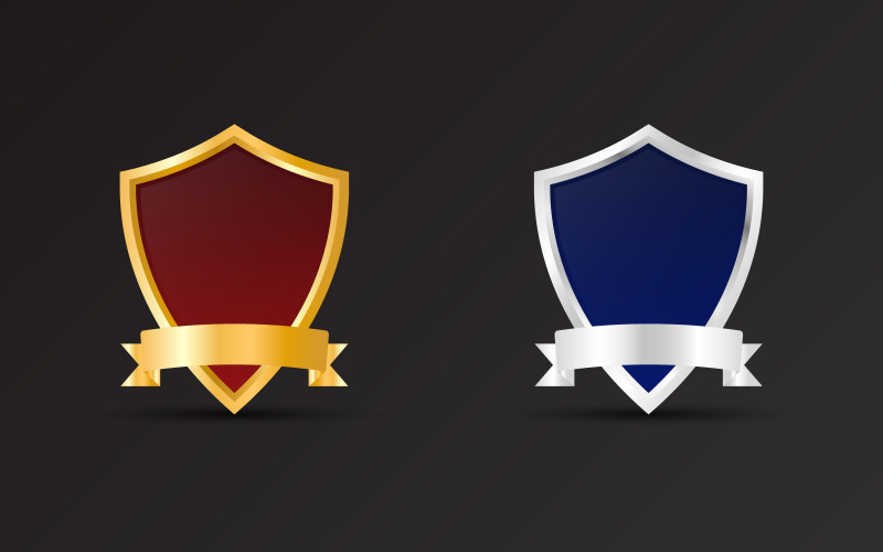 Blank shield and badge element design Illustration