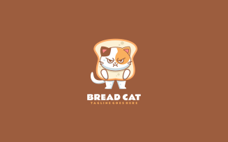 Bread Cat Mascot Cartoon Logo