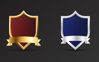 Simple sheriff badge design vector with golden and silver colors