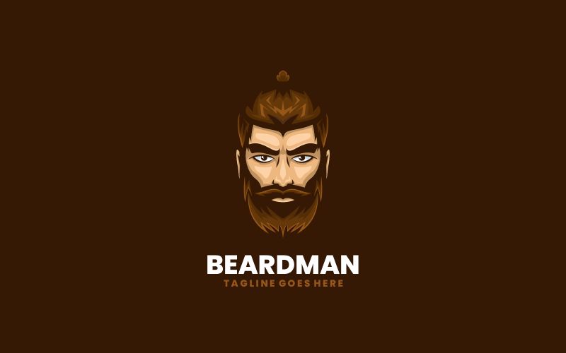 Bearded Man Mascot Cartoon Logo Logo Template