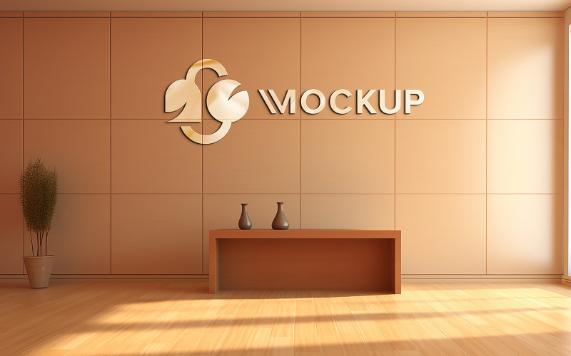 Logo mockup indoor brown wall Product Mockup