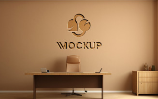 Luxury logo mockup on brown wall