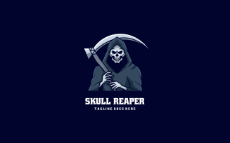 Skull Reaper Mascot Cartoon Logo