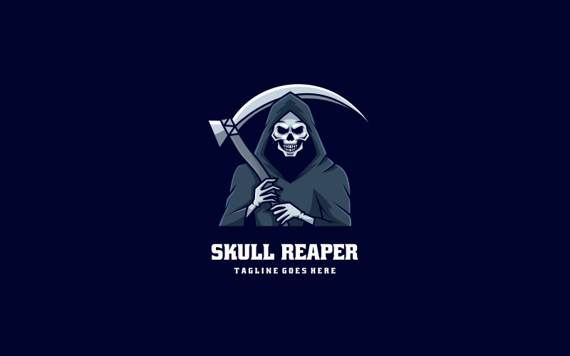 Skull Reaper Mascot Cartoon Logo Logo Template