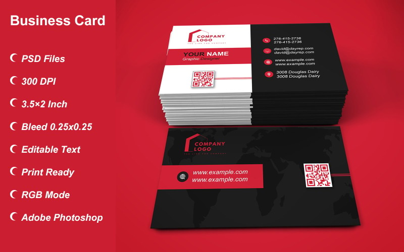 Visiting Card - Business Card - E-card Template with Customizable Designs - 401 Corporate Identity