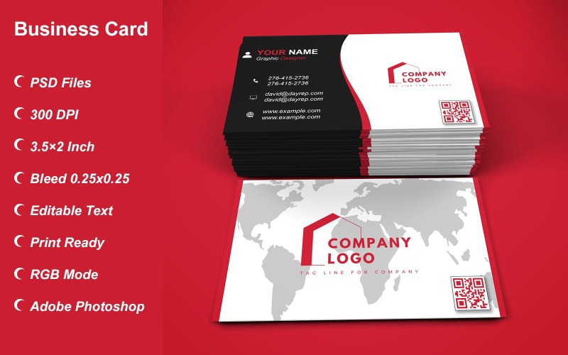 Visiting Card - Business Card - E-card Template with Customizable Designs - 405 Corporate Identity