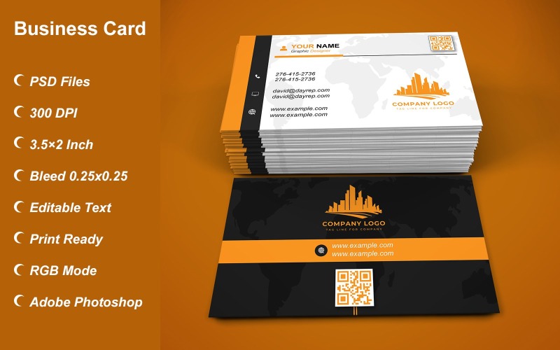 Visiting Card - Business Card - E-card Template with Customizable Designs - 408 Corporate Identity