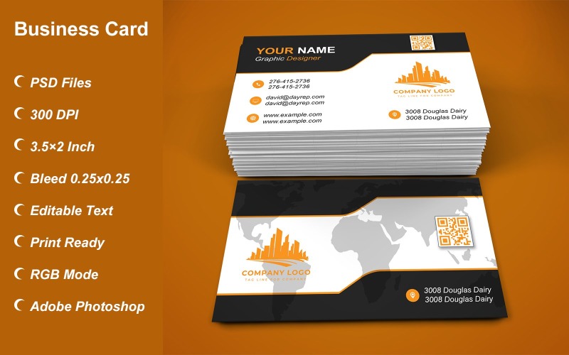 Visiting Card - Business Card - E-card Template with Customizable Designs - 410 Corporate Identity